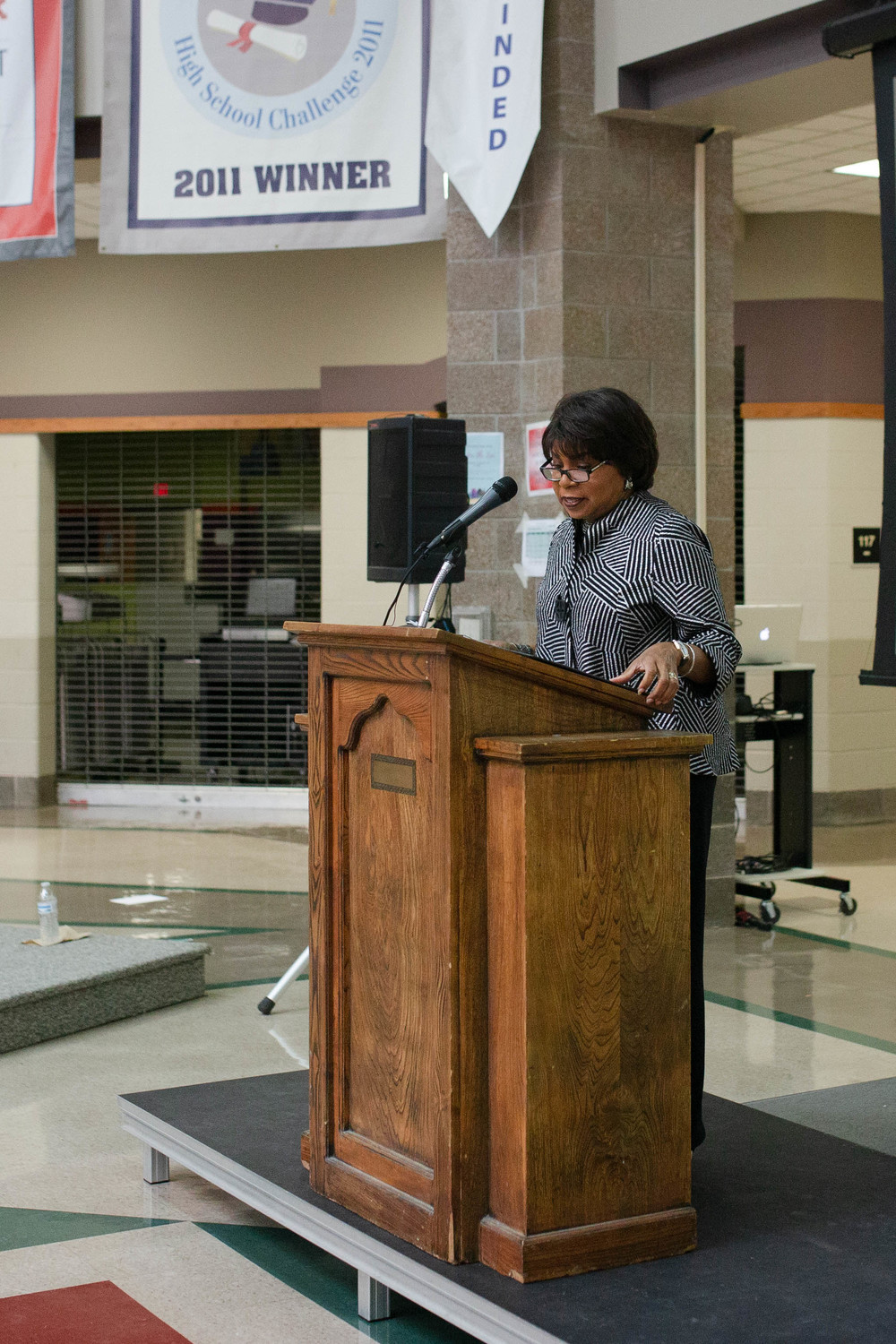 Brown v. Board of Education
Cheryl Brown Henderson, the youngest of the late Rev. Oliver Brown’s three daughters, speaks during a celebration of his 100th birthday hosted by Drury University on Aug. 19 at Central High School.